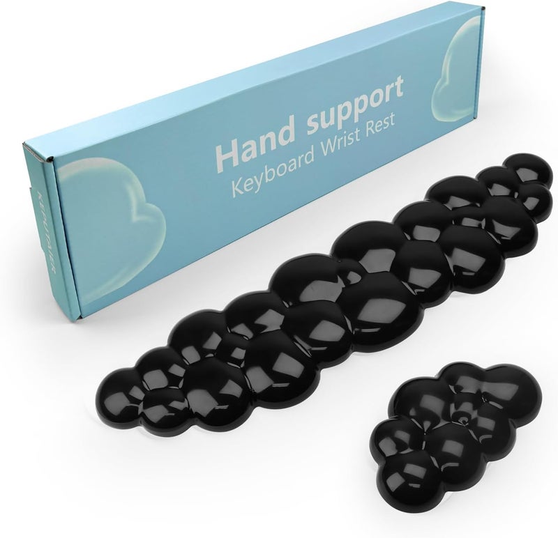 KEPUTAIER Gel Cloud Keyboard and Mouse Wrist Rest, Cute Wrist Support and Arm Support Keyboard Rest for Keyboard and Mouse Typing Pain Relief，Suitable for Office/Computer/Laptop/Gaming (Transparent Black) - Image 1